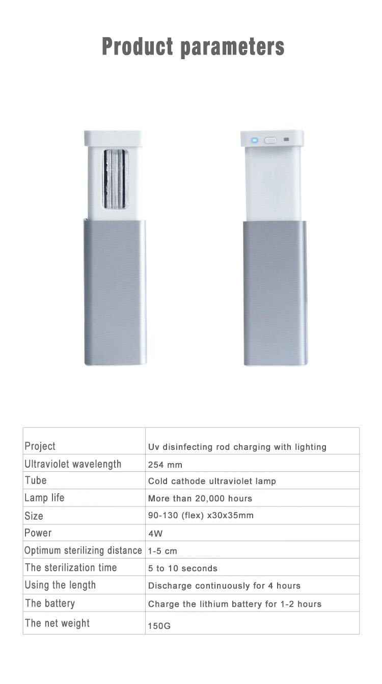 1. intrekbare desinfectie uv led-lampen