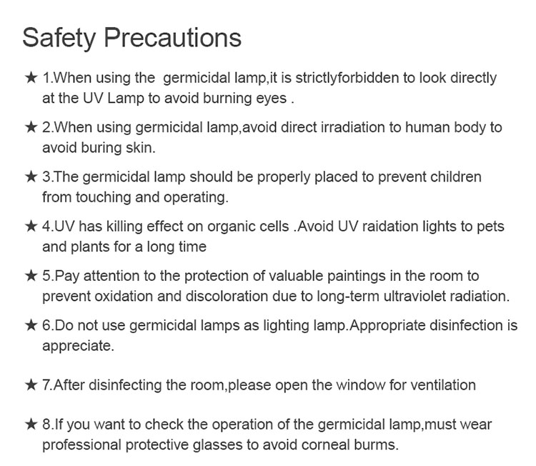 18.uvc bakteriedödande lampor för sterilisering försiktighetsåtgärd-produkt detalj