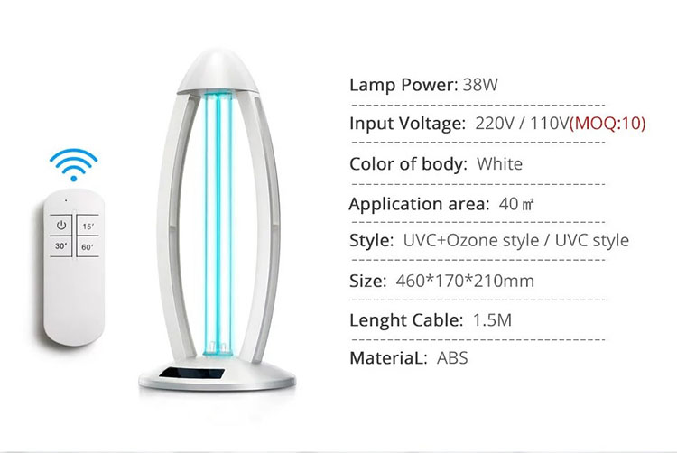 اندازه لامپ ژرموسیدال نوع UV UVC 1.A